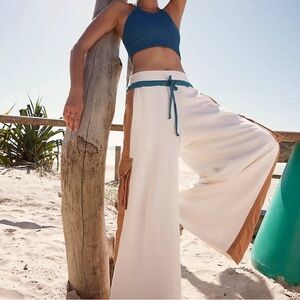 Free People Movement Playoff Colorblock Wide Leg Cargo Pant Ivory